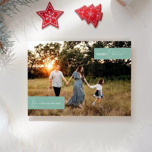 Cartes Pour Fêtes Annuelles Photo de nouvelles de famille minimaliste rétro bo