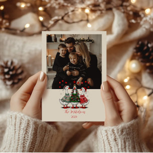 Cartes Pour Fêtes Annuelles Photo de oies de Noël en pulls confortables