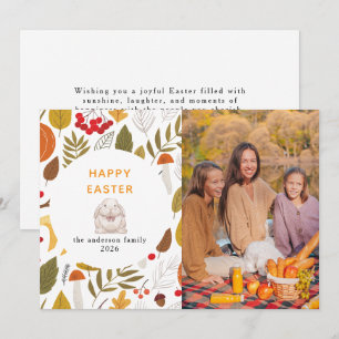 Cartes Pour Fêtes Annuelles Photo de Pâques Élégant Moderne Fleurs & Œufs Joye