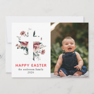 Cartes Pour Fêtes Annuelles Photo de Pâques élégant moderne floral et croix Jo