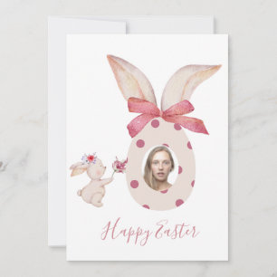 Cartes Pour Fêtes Annuelles photo de Pâques rose pastel joyeux