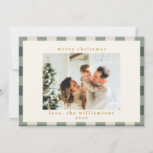 Cartes Pour Fêtes Annuelles Photo de plaid tartan rétro Buffalo vert forêt