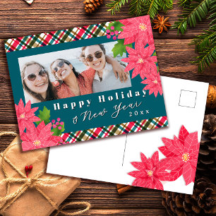 Cartes Pour Fêtes Annuelles Photo de poinsettia de vacances joyeuses nouvel an