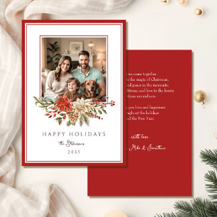 Cartes Pour Fêtes Annuelles Photo de Poinsettia Élégant Rouge Joyeuses Fêtes