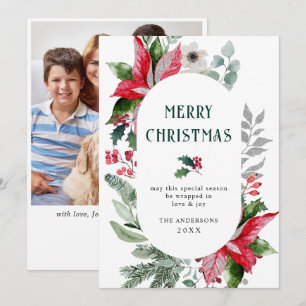 Cartes Pour Fêtes Annuelles Photo de poinsettia festif de Noël avec du gui
