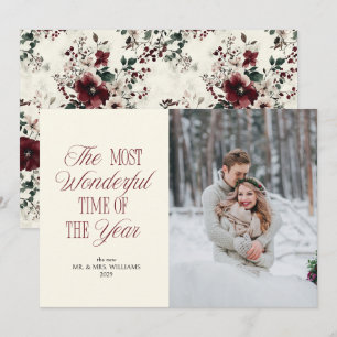 Cartes Pour Fêtes Annuelles Photo de premier Noël botanique romantique en Bour