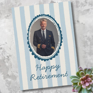 Cartes Pour Fêtes Annuelles Photo de retraite d'un pilote de ligne - Rayures b