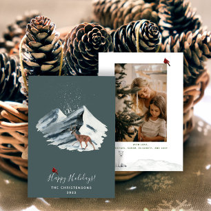 Cartes Pour Fêtes Annuelles Photo de scène de montagne hivernale de Noël éléga