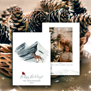Cartes Pour Fêtes Annuelles Photo de scène de montagne hivernale de Noël minim
