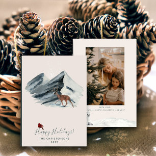 Cartes Pour Fêtes Annuelles Photo de scène de montagne hivernale de Noël moder