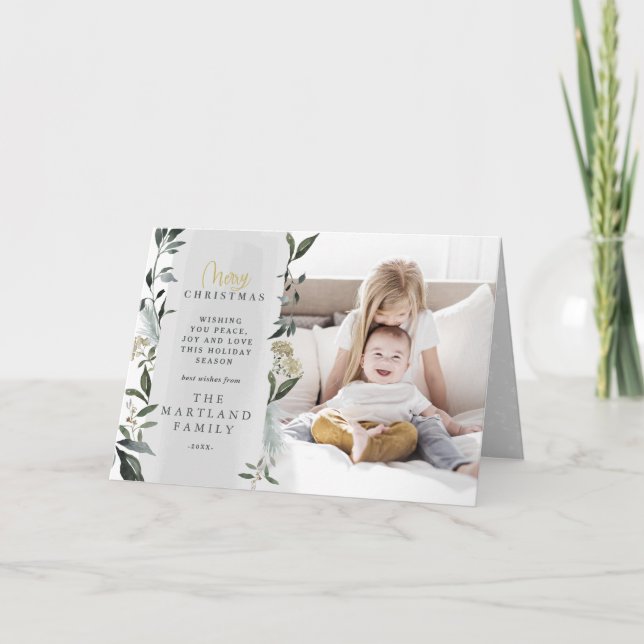 Cartes Pour Fêtes Annuelles Photo de script de feuillage moderne eucalyptus No (Devant)