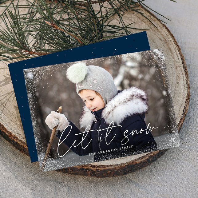 Cartes Pour Fêtes Annuelles Photo de script moderne de « Let It Snow » (Créateur téléchargé)