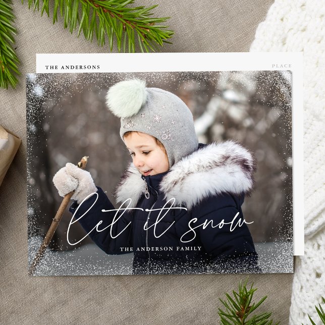 Cartes Pour Fêtes Annuelles Photo de script moderne Let It Snow (Créateur téléchargé)