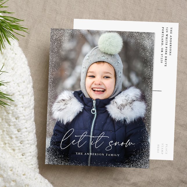 Cartes Pour Fêtes Annuelles Photo de script moderne Let it Snow (Créateur téléchargé)
