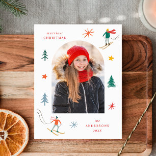 Cartes Pour Fêtes Annuelles Photo de skieurs festifs