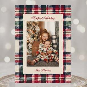 Cartes Pour Fêtes Annuelles Photo de tartan nostalgique à carreaux de Noël tra