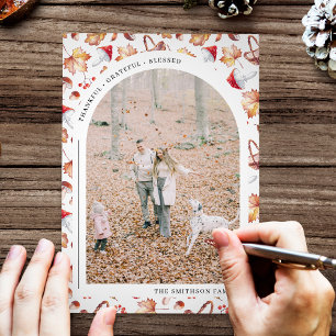 Cartes Pour Fêtes Annuelles Photo de Thanksgiving Reconnaissant Grâcié Bénis