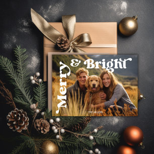 Cartes Pour Fêtes Annuelles Photo de typographie rétro de Noël joyeux et lumin