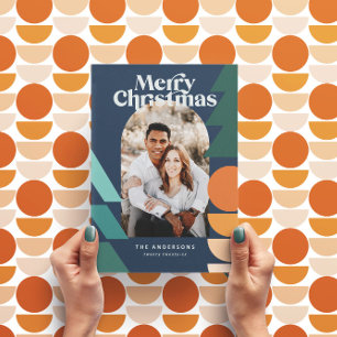 Cartes Pour Fêtes Annuelles Photo de vacances de la marine géométrique abstrai