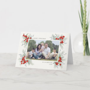 Cartes Pour Fêtes Annuelles Photo de vacances de Noël avec des baies rouges pe