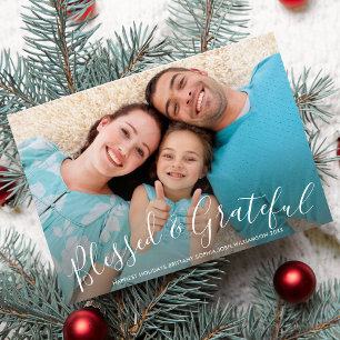 Cartes Pour Fêtes Annuelles Photo de vacances de Noël béni et reconnaissant