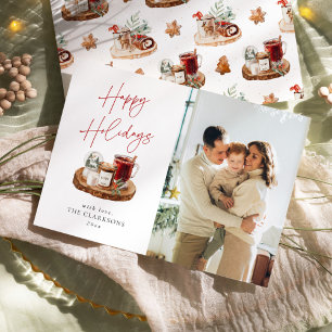 Cartes Pour Fêtes Annuelles Photo de vacances de Noël cosy
