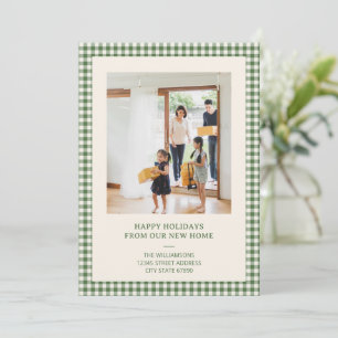 Cartes Pour Fêtes Annuelles Photo de vacances de Noël en vichy vert Nouvelle a