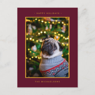 Cartes Pour Fêtes Annuelles PHOTO DE VACANCES DE NOËL   Poinsettias dorés