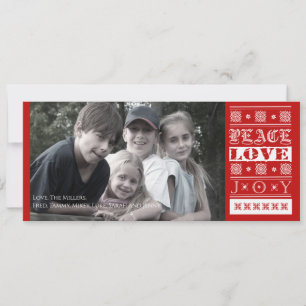 Cartes Pour Fêtes Annuelles Photo de vacances de Noël Rouge Joie Paix Amour