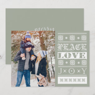 Cartes Pour Fêtes Annuelles Photo de vacances de Noël Vert Joie Paix Amour 