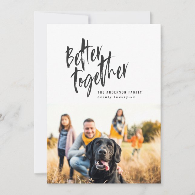 Cartes Pour Fêtes Annuelles Photo de vacances de script minimal moderne (Devant)