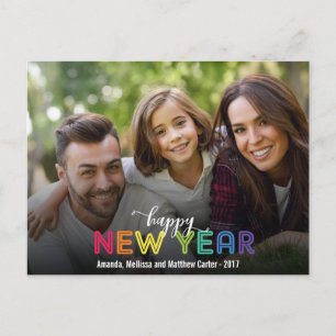 Cartes Pour Fêtes Annuelles Photo de vacances du Nouvel An coloré arc-en-ciel