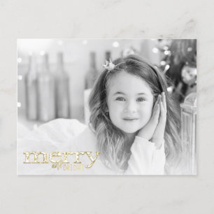 Cartes Pour Fêtes Annuelles Photo de vacances en or blanc Merry & Bright