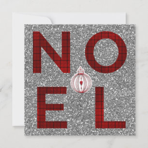 Cartes Pour Fêtes Annuelles Photo de vacances en tartan rouge Noel avec paille