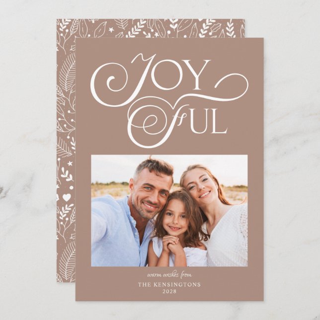 Cartes Pour Fêtes Annuelles Photo de vacances Joyeuse du Motif d'argile terres (Devant / Derrière)