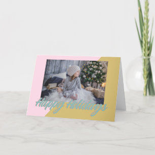 Cartes Pour Fêtes Annuelles Photo de vacances joyeuses géométrique rétro or ro