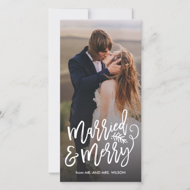 Cartes Pour Fêtes Annuelles Photo de vacances mariées et joyeuses (Devant)