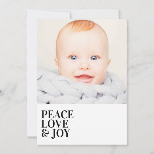 Cartes Pour Fêtes Annuelles Photo de vacances Moderne Minimaliste Paix Amour J
