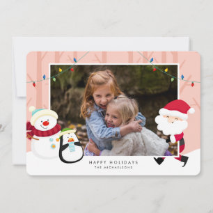 Cartes Pour Fêtes Annuelles PHOTO DE VACANCES   Père Noël, Snowman & Penguin