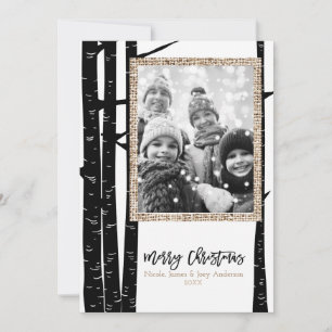 Cartes Pour Fêtes Annuelles Photo de vacances rustique moderne en bouleau noir