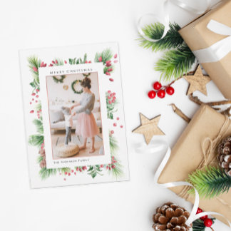 Cartes Pour Fêtes Annuelles Photo de verdure de Noël avec cynorhodons et baies