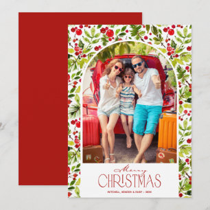 Cartes Pour Fêtes Annuelles Photo de verdure et de houx de Noël joyeux