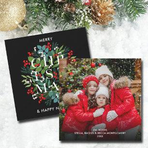 Cartes Pour Fêtes Annuelles Photo de verts et de baies de Noël