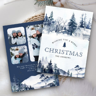 Cartes Pour Fêtes Annuelles Photo de village enneigé de montagne d'hiver Noël 