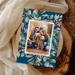 Cartes Pour Fêtes Annuelles Photo de vœux de Noël aux baies rustiques