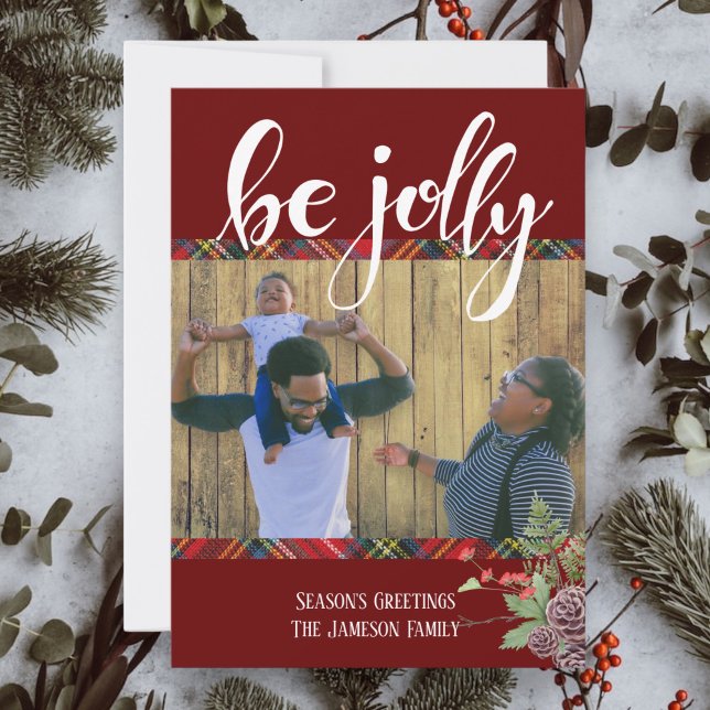 Cartes Pour Fêtes Annuelles Photo de vœux de saison en tartan gai (Créateur téléchargé)