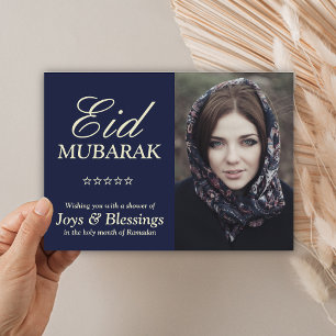 Cartes Pour Fêtes Annuelles Photo d'Eid personnalisée par typographie élégante