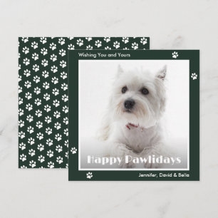 Cartes Pour Fêtes Annuelles Photo d'empreintes de pattes de chien Westie vert