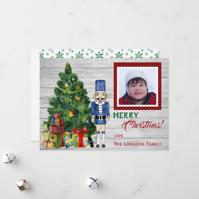 Cartes Pour Fêtes Annuelles Photo d'enfant ou de famille avec un casse-noisett (Devant/Arrière en situation)