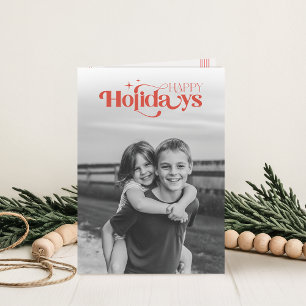 Cartes Pour Fêtes Annuelles Photo d'enfants en noir et blanc Noël plié
